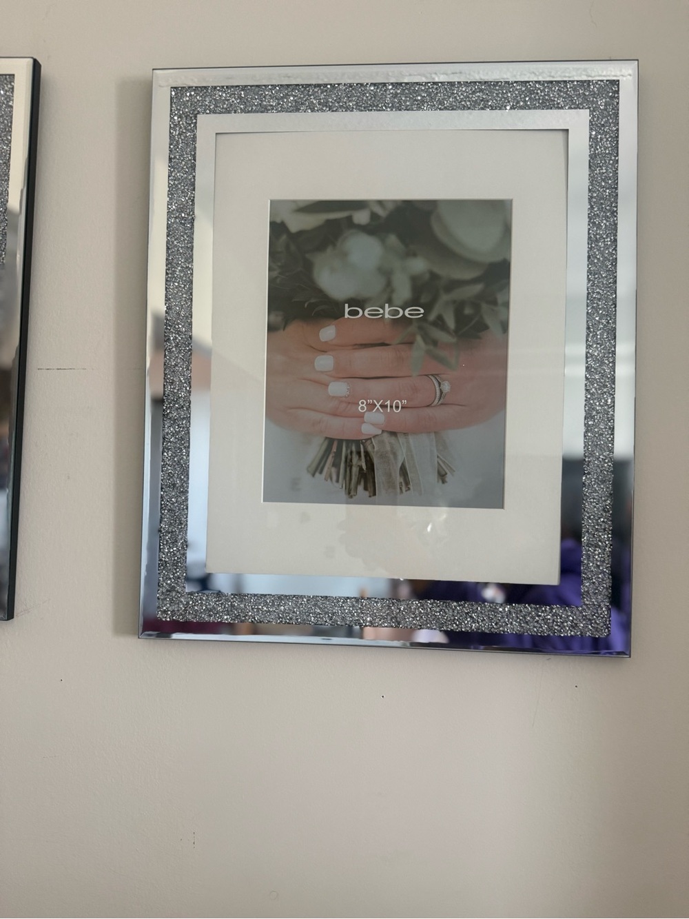 bebe Silver Glitter Mirrored Photo Frame